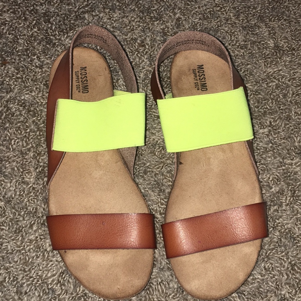 Brown and neon sandals